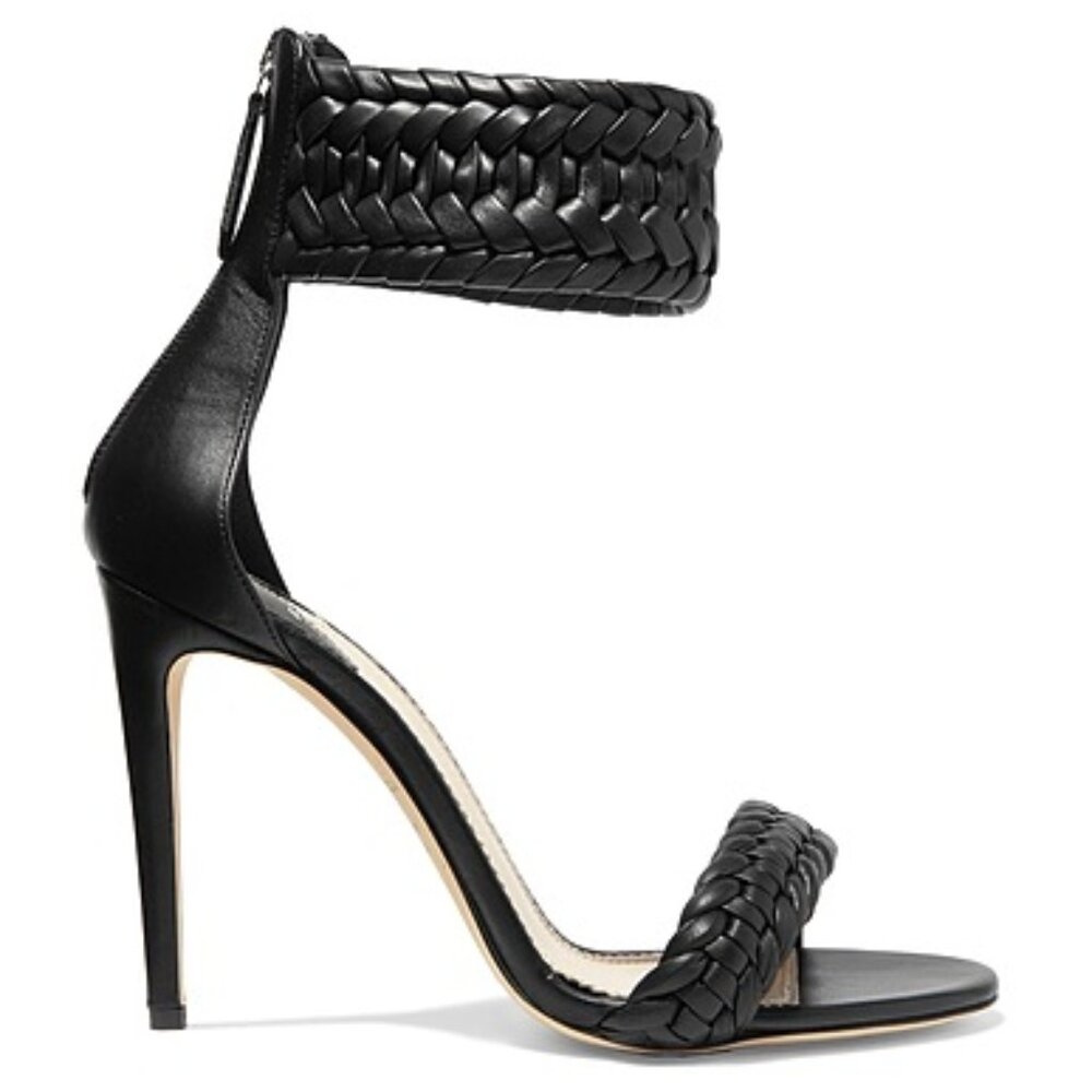 ALTUZARRA Ghianda braided black leather heels